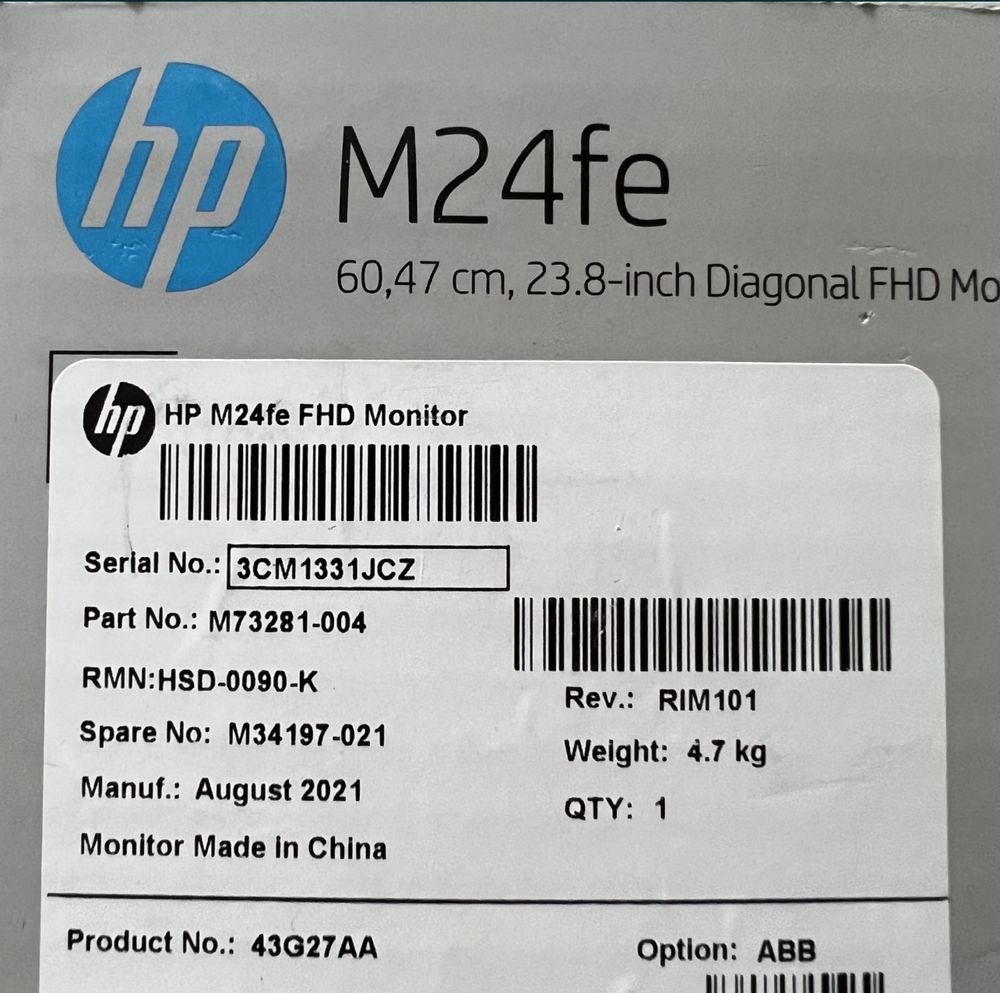 Монитор HP M24fe (43G27AA)