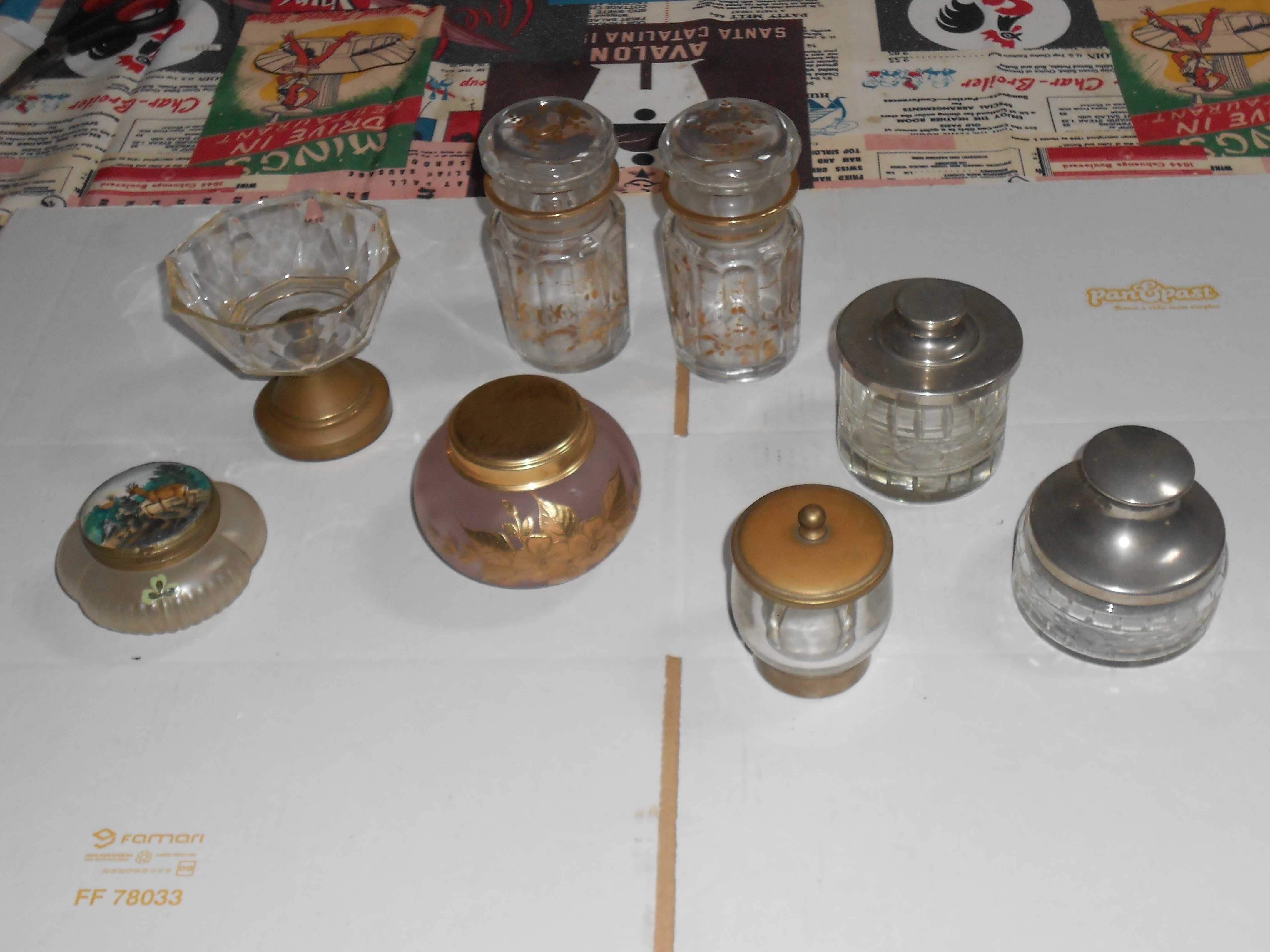 Caixas potes frascos antigos vintage decoracao coleccao