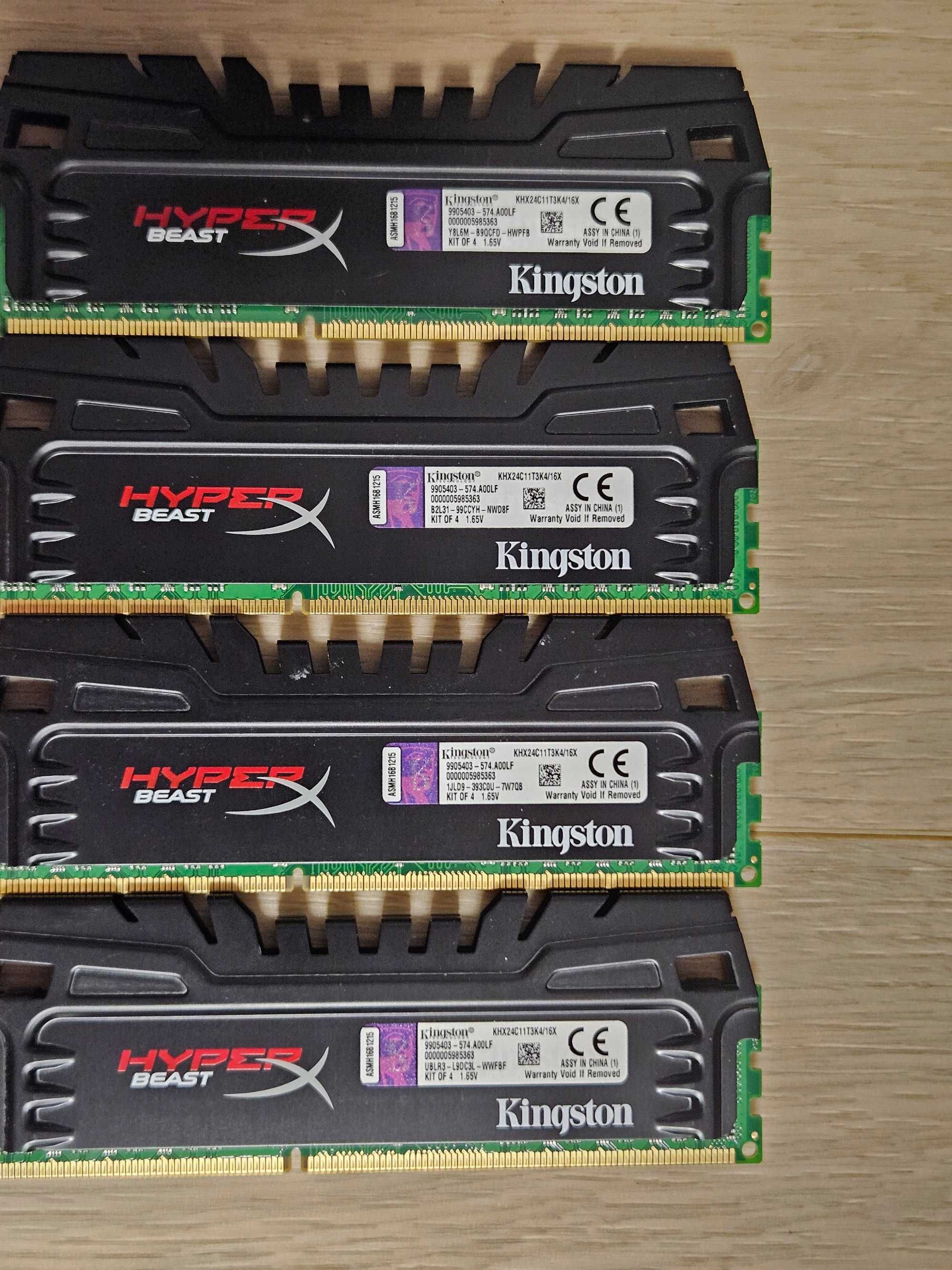 ТОП! пам'ять DDR3 16GB Kit (4x4) 2400MHz CL11 HyperX BEAST. Trade-in