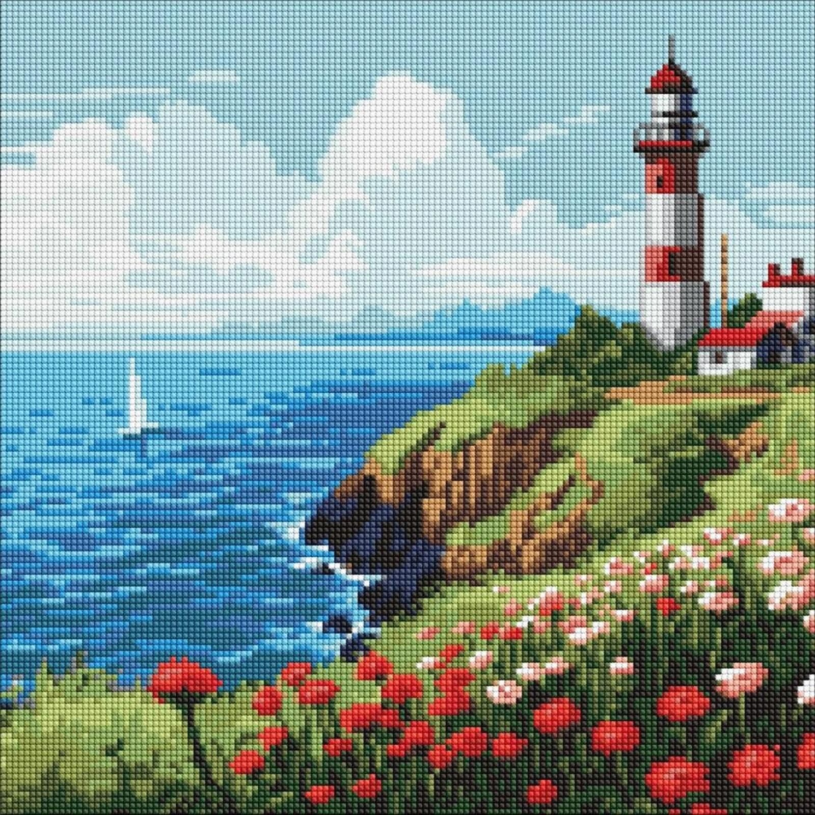 Diamentowa mozaika - Latarnia morska 40x40cm Ideyka ,409x409 mm