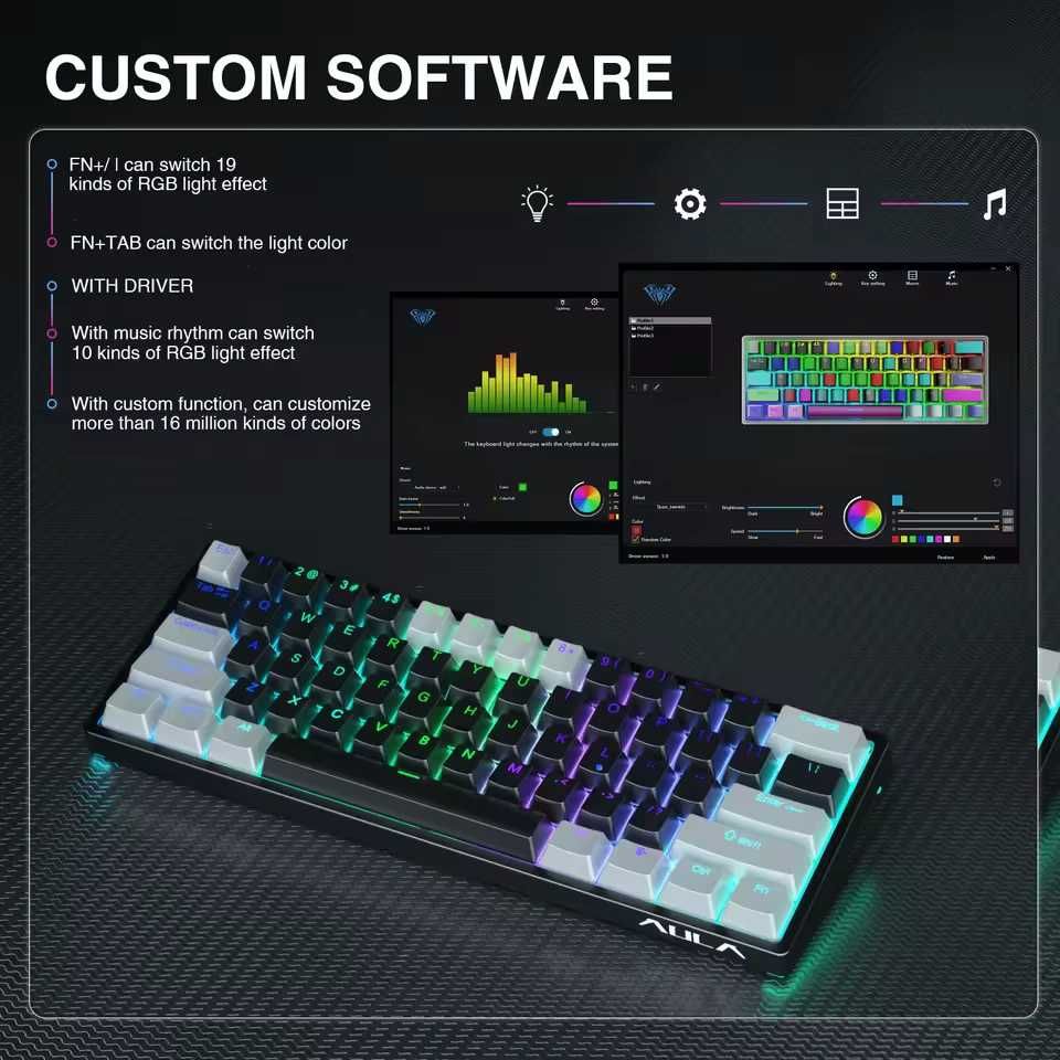 ‼️ NEW ‼️ Ігрова механічна клавіатура AULA F3261 RGB Red Switch