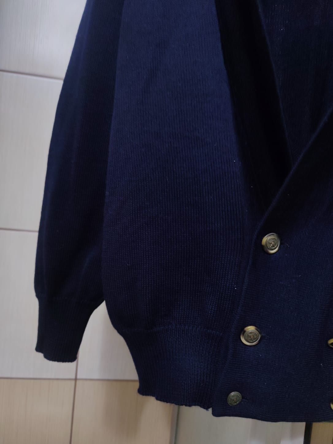 Sweter klasyczny Maerz XL kardigan ozdobny męski niebieski granatowy c