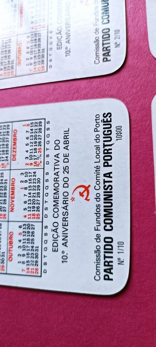 Raros e antigos calendários do partido comunista português