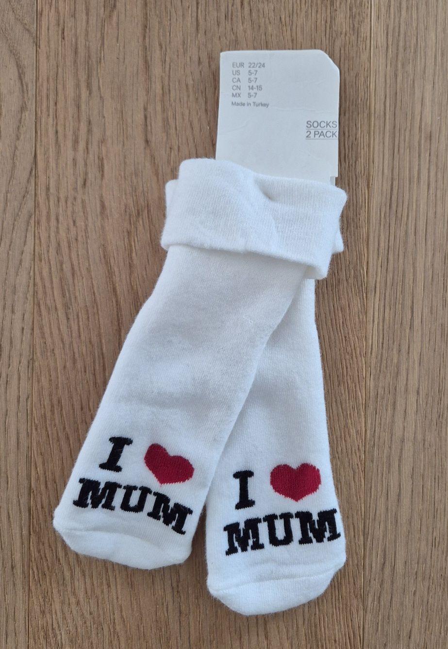 Nowe H&M skarpetki ciepłe grube 22 /24 I love mum dla bobasa maluszka