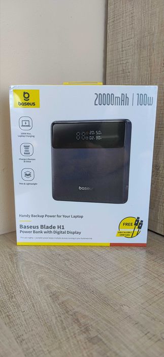 Повербанк BASEUS Blade H1 20000 mAh 100W Black з дисплеєм та кабелем