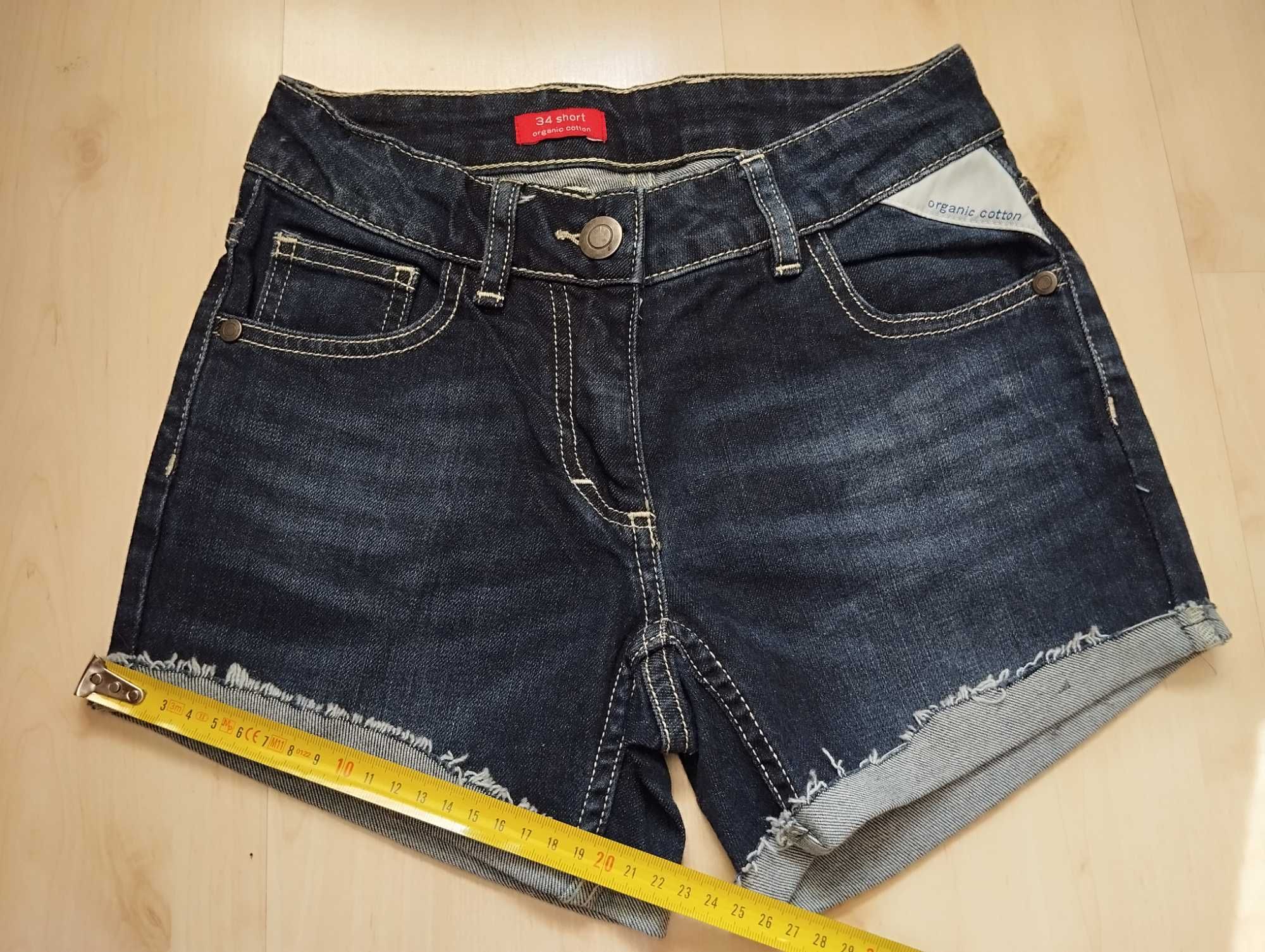 granatowe szorty jeansowe klasyczne XS podwinięte przecierane vintage
