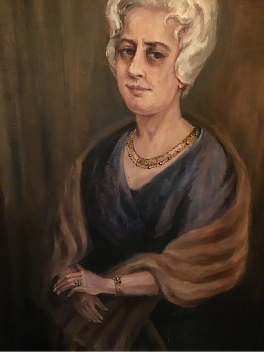 Retrato a óleo de senhora aristocrata .