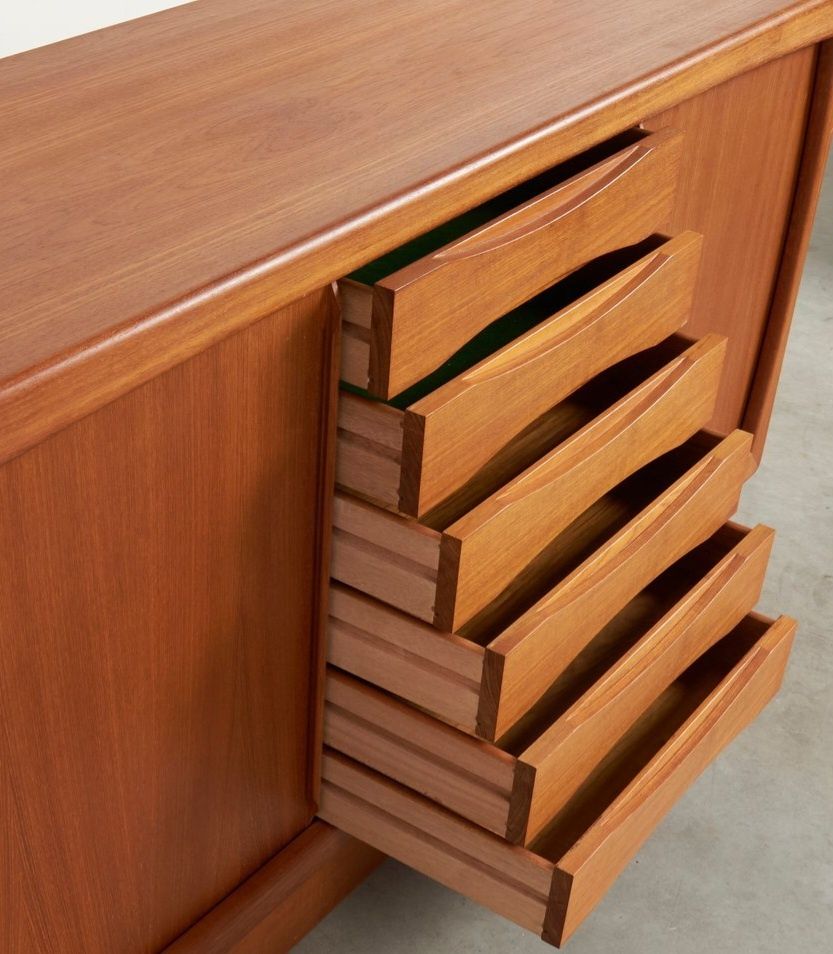 Komoda tekowa,sideboard,witryna ścienna Dyrlund,Dania lata 70,mid-c
