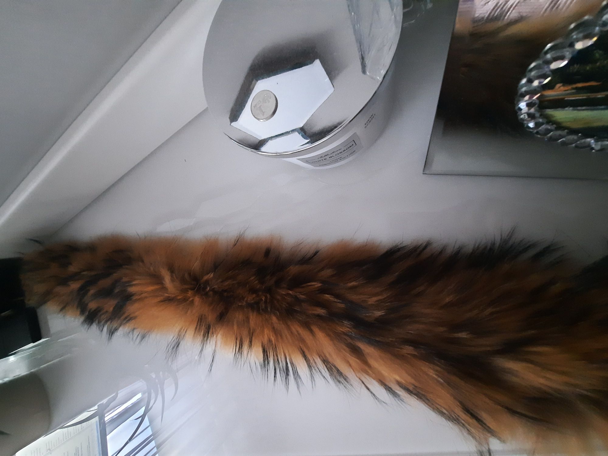 JENOT naturalny 82cm obszycie kaptura kołnierz przypinka dopinka