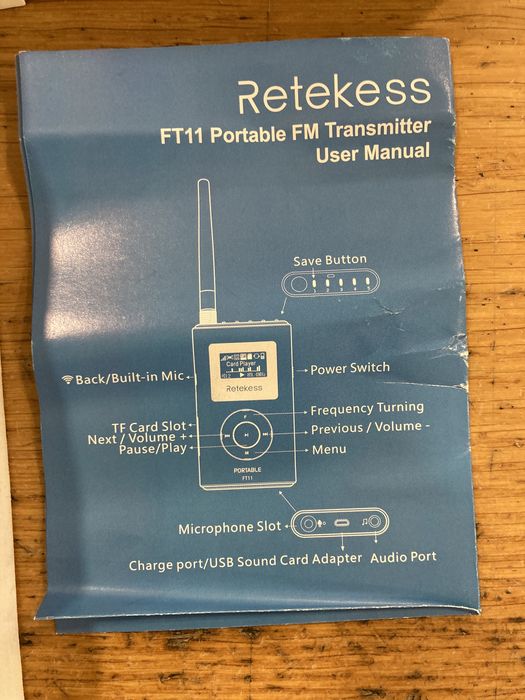 Transmissor portátil FM Retekess FT11 c/ microfone recarregável - NOVO