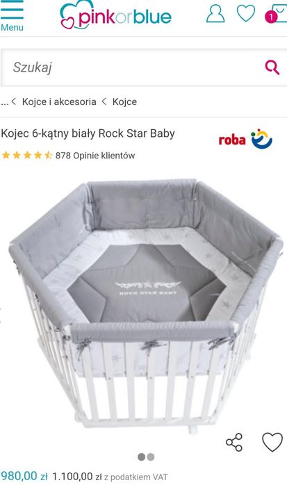 Łóżeczko Kojec 6-kątny biały Rock Star Baby