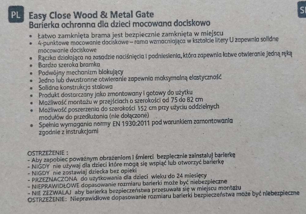Bramka barierka zabezpieczająca ochronna do drzwi schodów loft 75-82