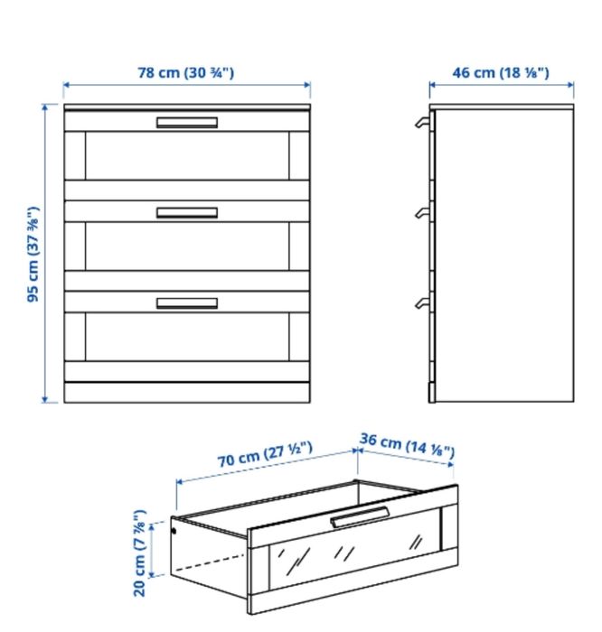 Комод на 3 ящики IKEA