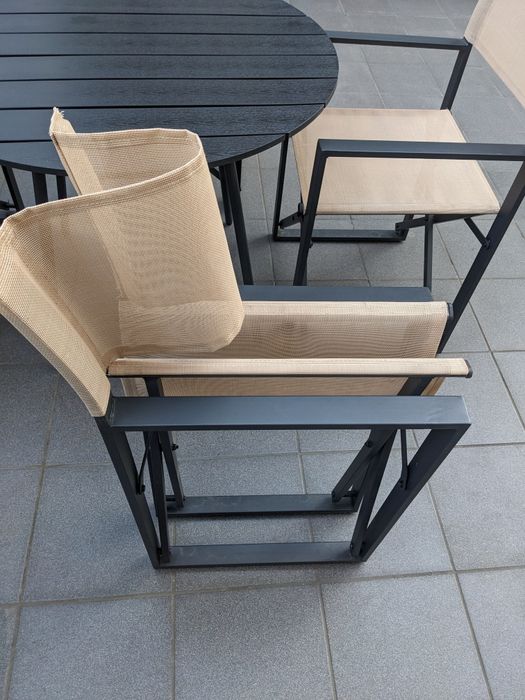 Stół 4 krzesła ogrodowe tarasowe reżyserskie składane zestaw ogrodowy