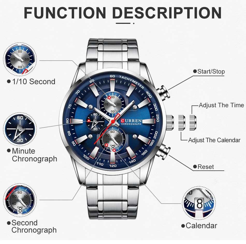 Zegarek męski kwarcowy Curren chronograf datownik