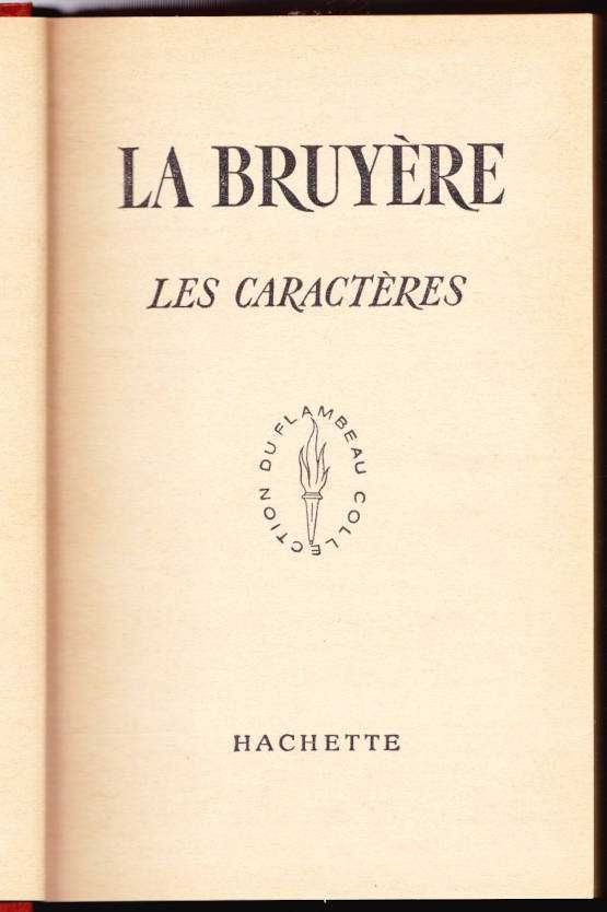 Les caractères-La Bruyère-Hachette