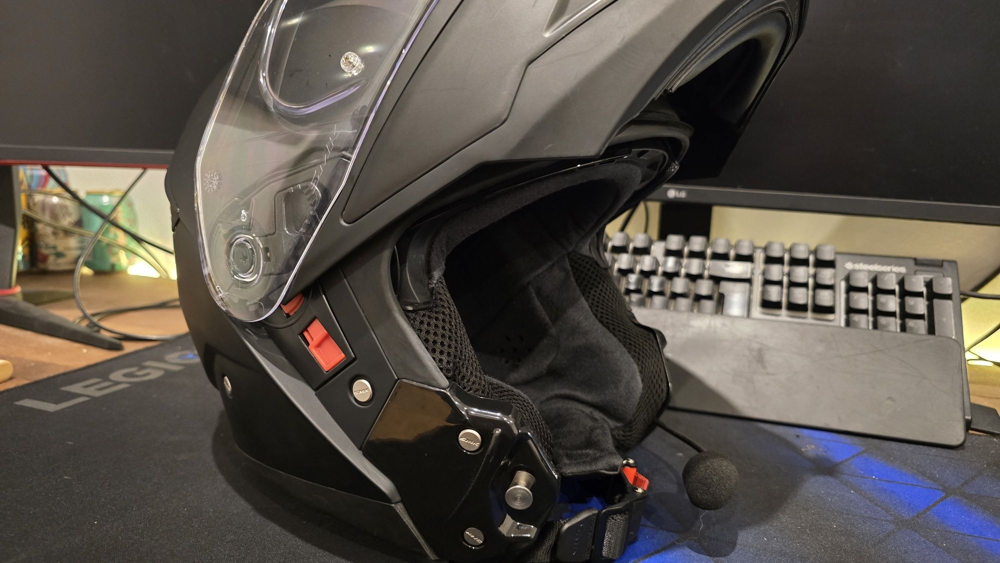 Capacete SMK modular + intercomunicador