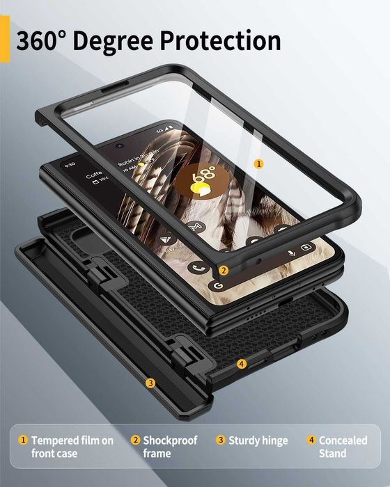 Lanhiem etui wodoodporne 360 do Google Pixel Fold pyłoszczelne kurz