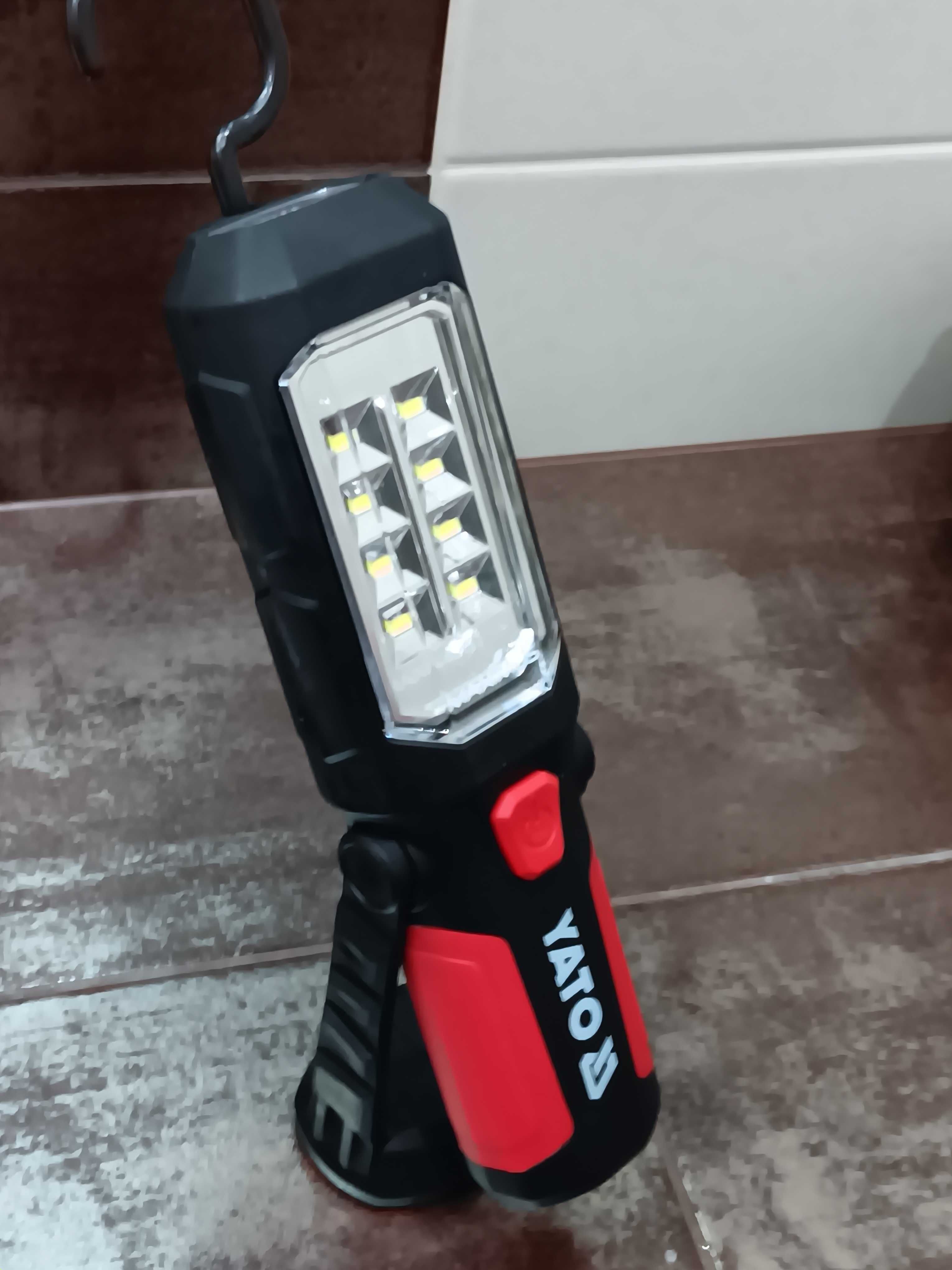 Yato diodowa lampa, latarka warsztatowa wyposażona w 8+1 diod LED