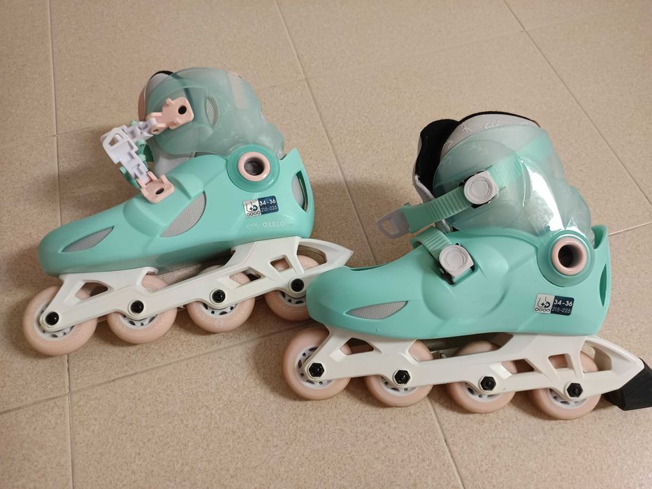 Patins menina Decathlon e protecoes