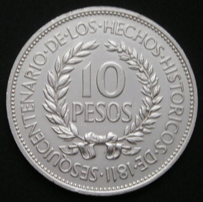 Urugwaj 10 pesos 1961 - Heroes Gauchos - srebro