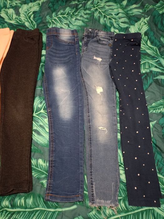 Paka 134 zestaw legginsów getrów dżinsów dla dziewczynki