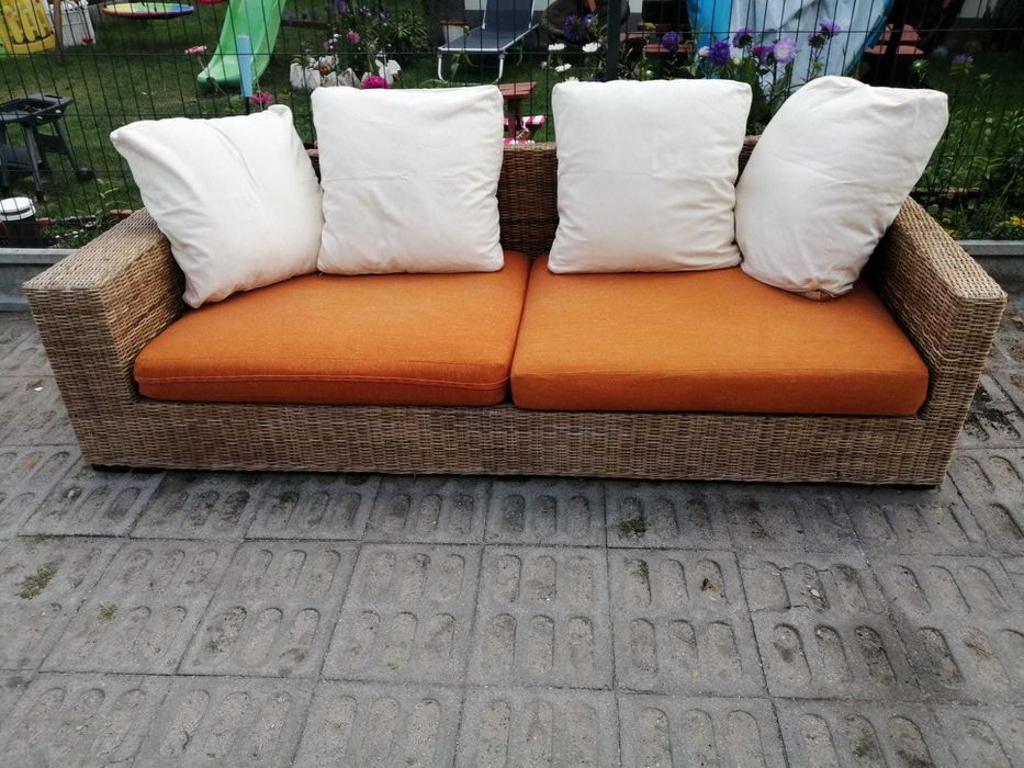 Sofa rattanowa Funkcja Spania rattanu ogrodowa naturalna RATTAN 230cm