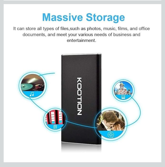 KOOTION Zewnętrzny dysk SSD 500 GB SSD USB 3.1 typu C
