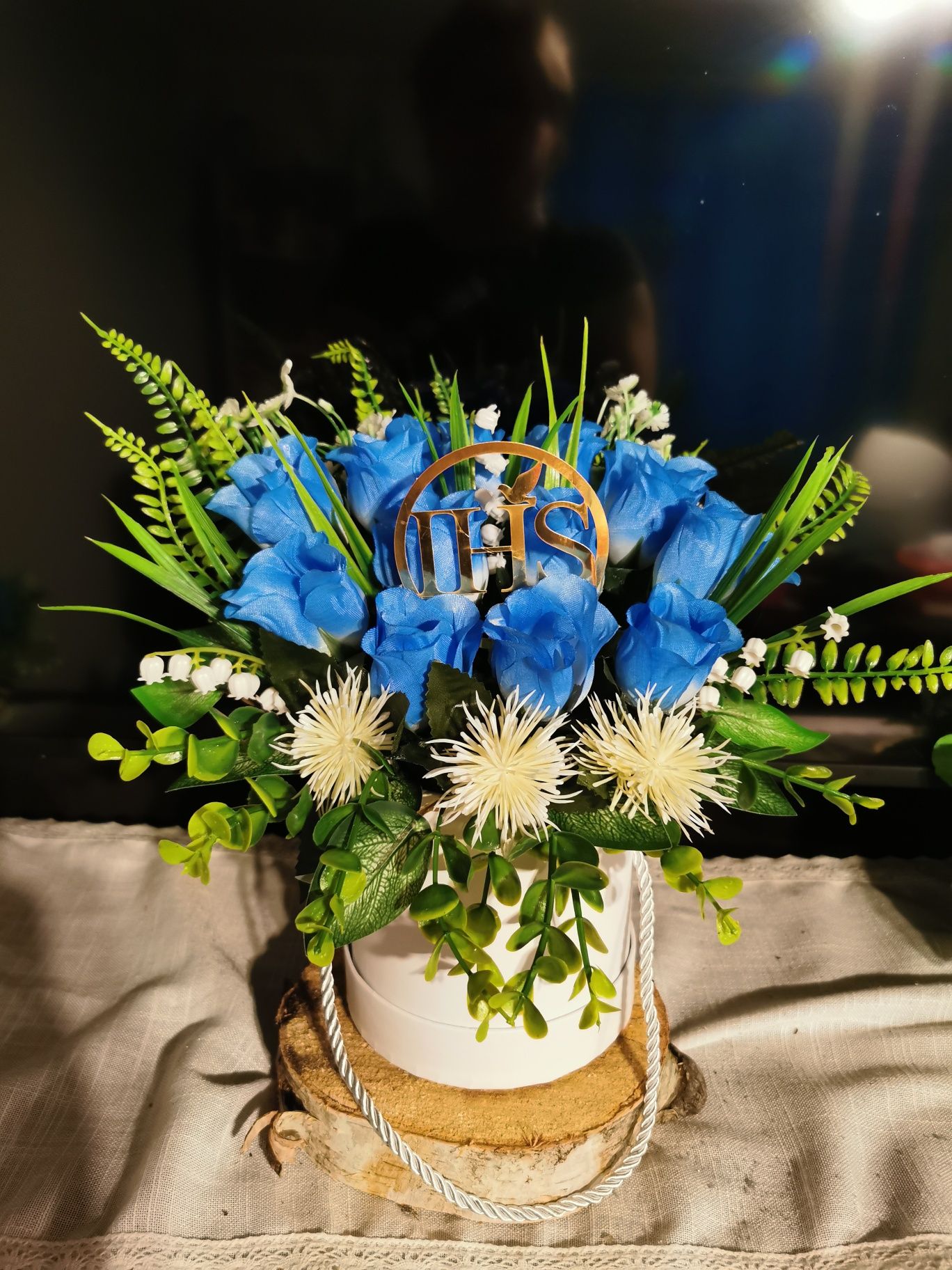Flower box okrągły niebieski
