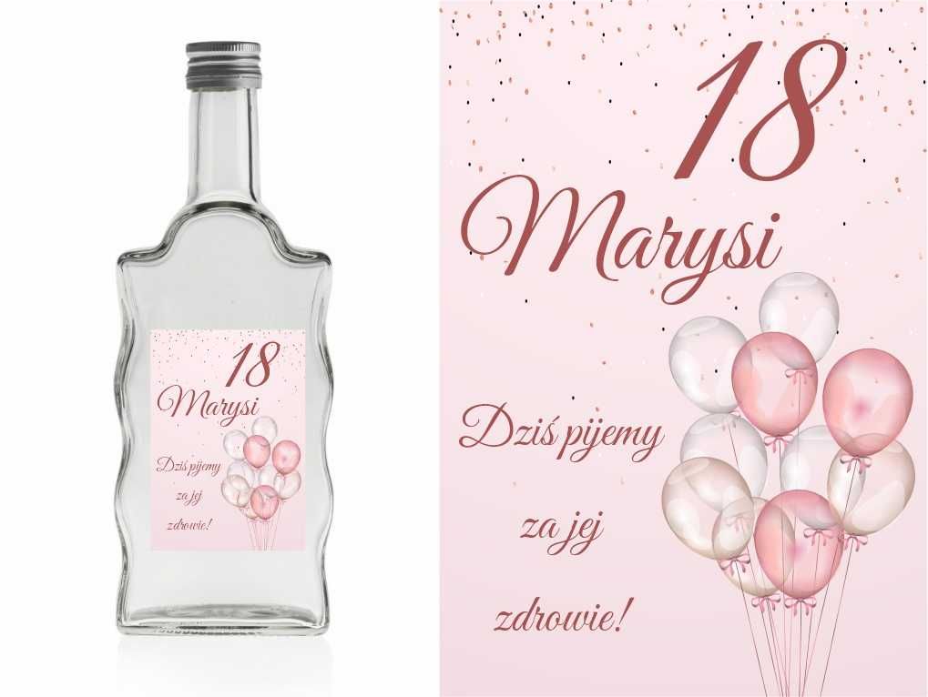 Etykiety Naklejki na butelki 18 urodziny z imieniem 10 szt różne wzory
