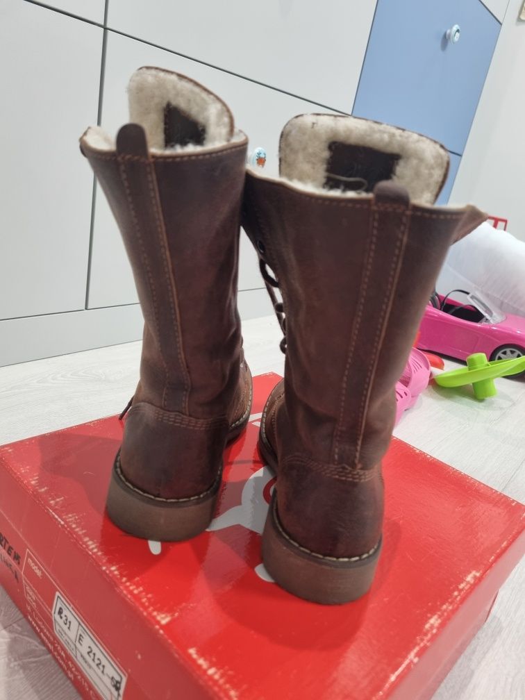 Buty wiosenne oficerki r.31 emel owcza wełna skóra