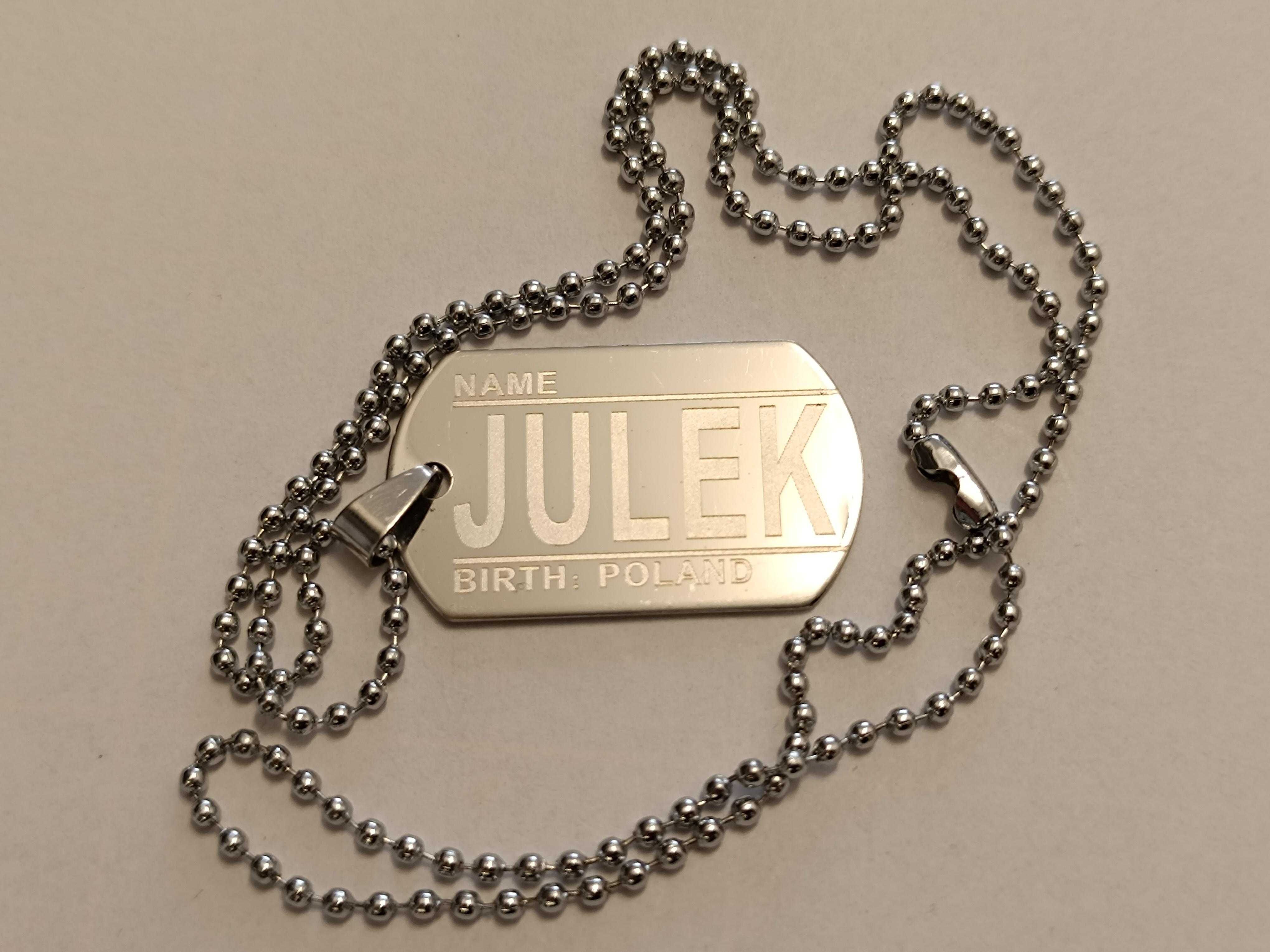 Naszyjnik nieśmiertelnik DOG-TAG - stal nierdzewna 316L - JULEK