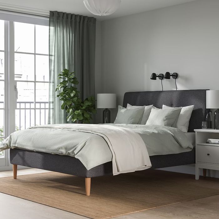 Lóżko IDANÄS 160x200 bladoróżowy szary HIT stelaż materac Gdańsk X2