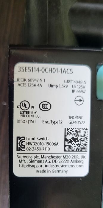 Krańcówka/Przełącznik pozycyjny Siemens 3SE5114-0CH01-1AC5