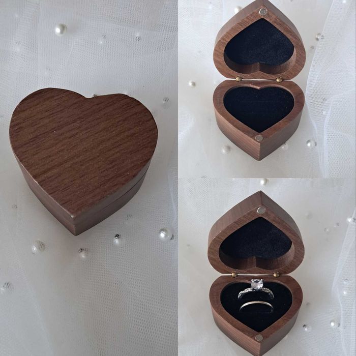 Drewniane Pudełko na obrączki w kształcie serca