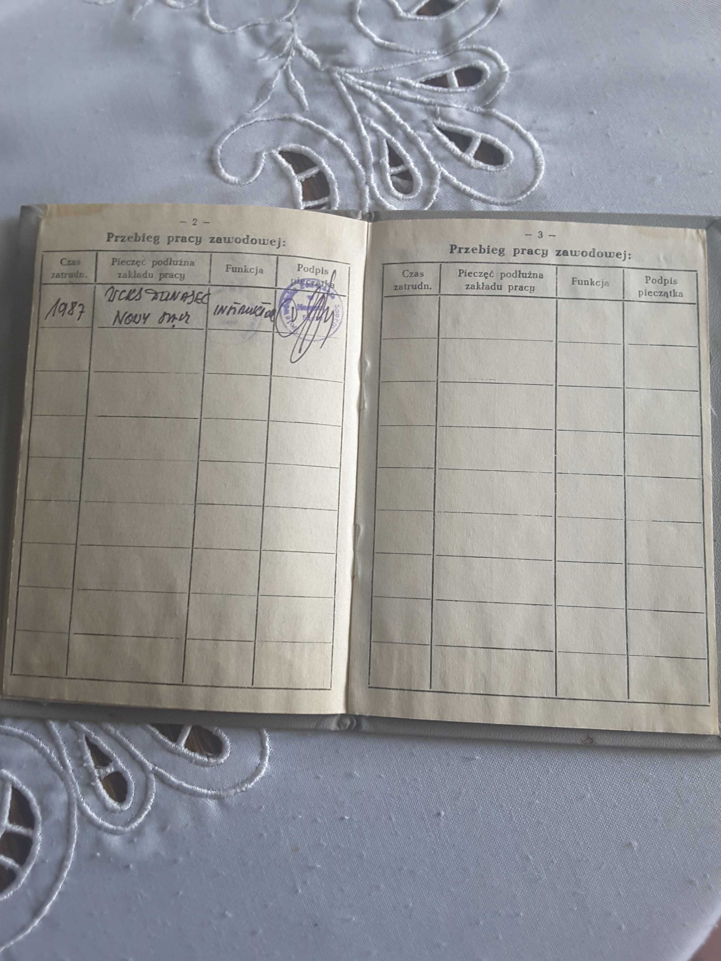 Stara książka pracy PRL trenera instruktora piłki siatkowej 1987 r