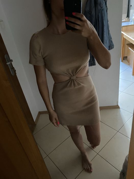 Sukienka prążek beżowa S/M