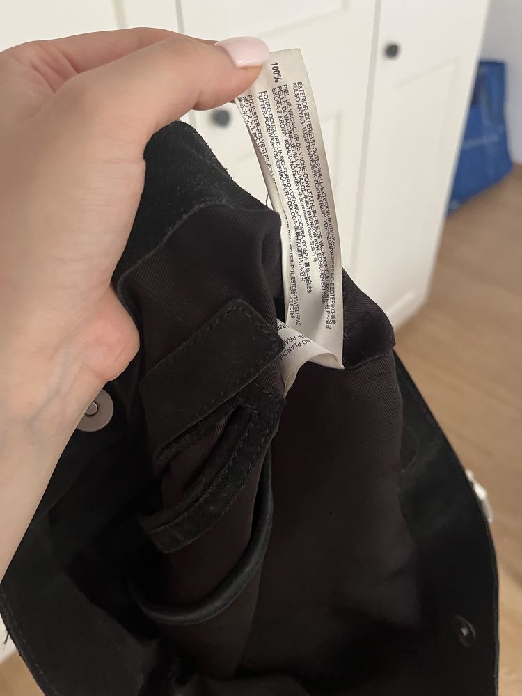 Zara suede/leather shopper bag torba skórzana A4