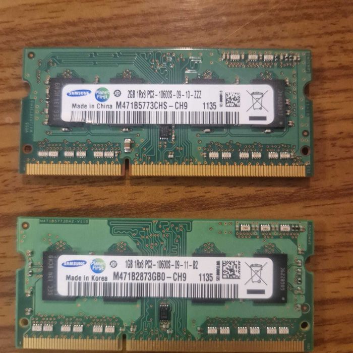 pamięć ram 2gb samsung 1rx8 pc3 + 1gb samsung 1rx8 pc3