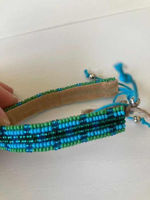Pulseira de missangas, azul e verde - Natura