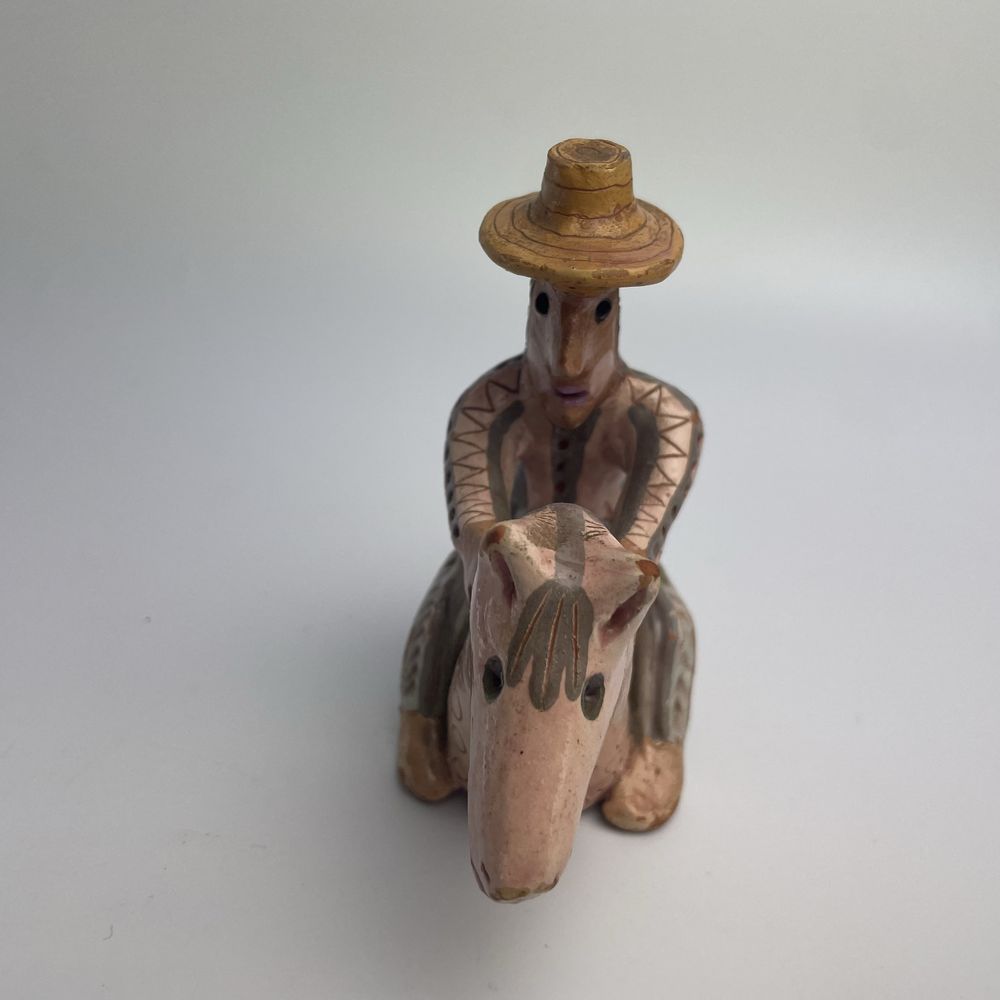 Ceramiczny ludowy gwizdek okaryna świstawka jeździec ręcznie wykonana