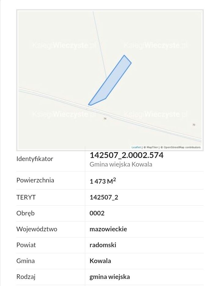 Działka w Bardzicach gm Kowala