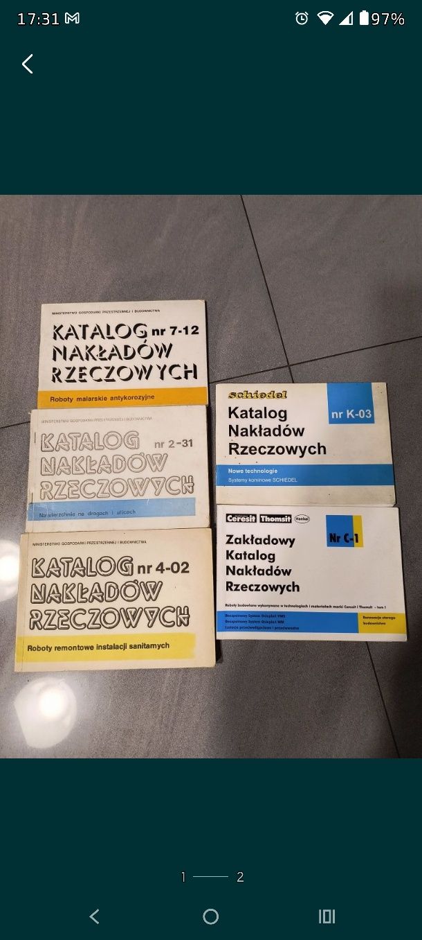 Katalog nakładów rzeczowych - komplet