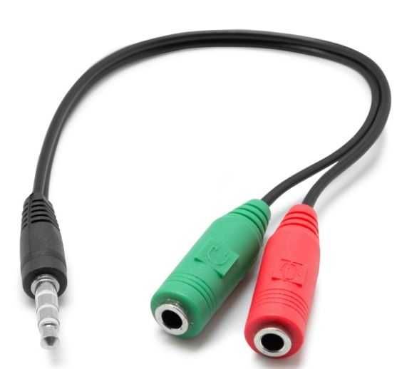 2 Opções - Cabo audio Jack 3,5mm Macho para 2x Femea Stereo (15cm)