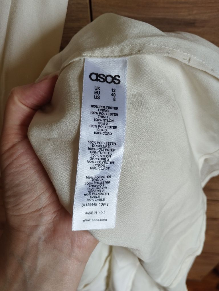ASOS 40 maxi długa sukienka balowa na wesele kremowa