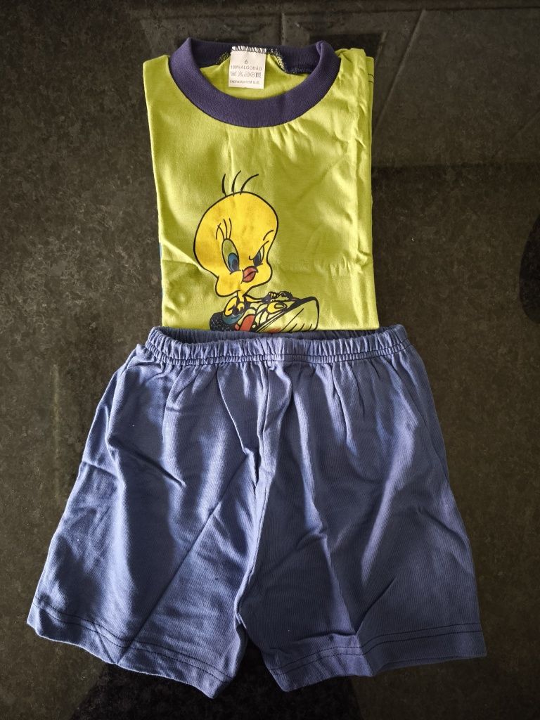 Conjunto de criança de ti-shert e calção, 100% algodão.