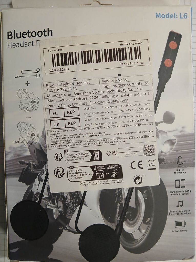 Zestaw głośnomówiący bluetooth do kasku