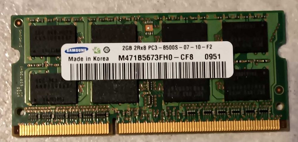 Pamięć do laptopa 2GB DDR3 Samsung PC3-8500S