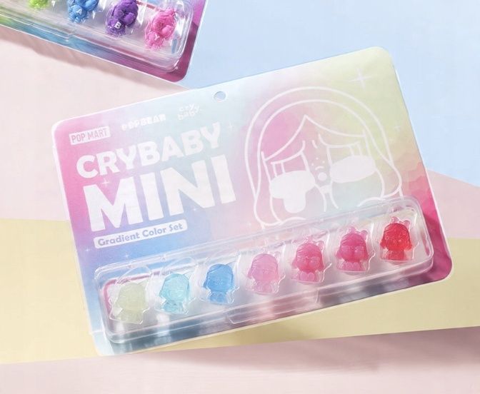 Original Pop Mart POP BEAN CRYBABY MINI FIGURE popmart Gradient set