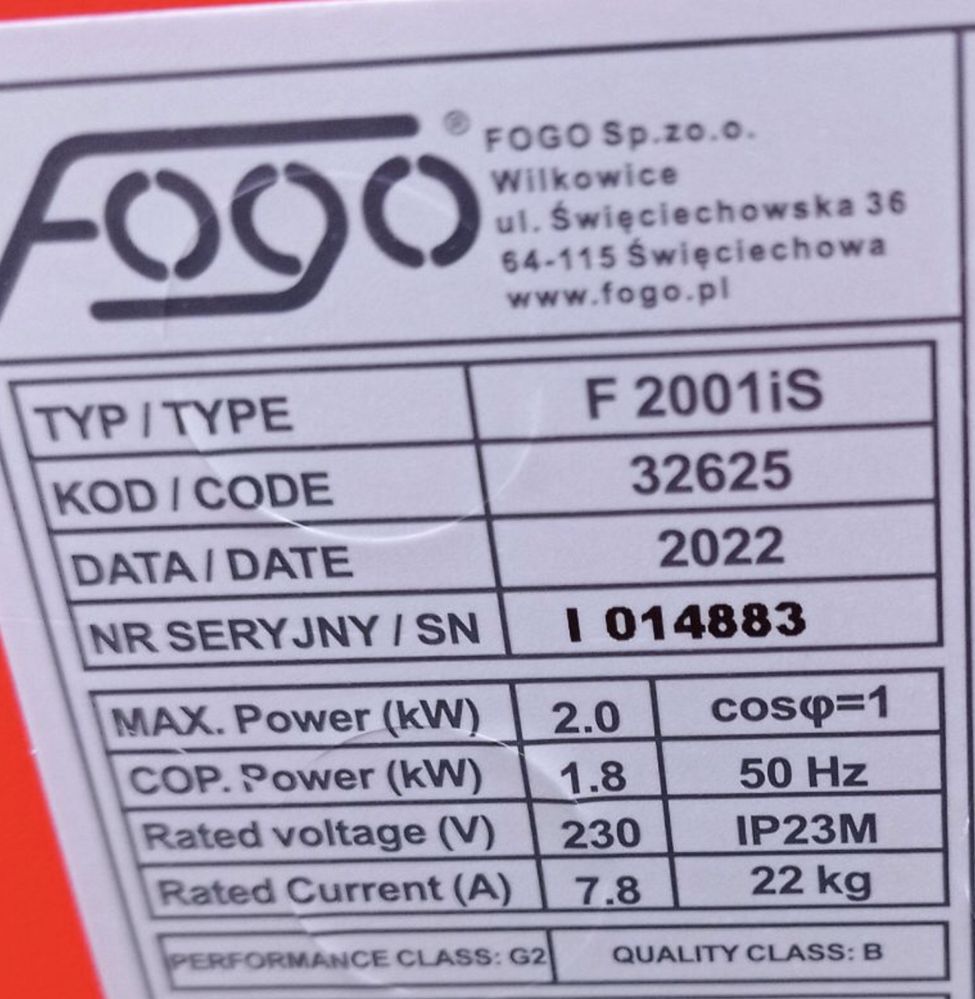 Генератор FOGO F2001  2000 Вт